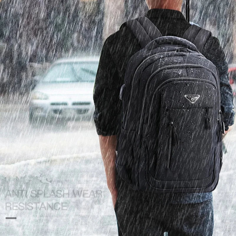 Large Capacity Men's Waterproof Oxford Cloth Rucksack USB Computer Bag