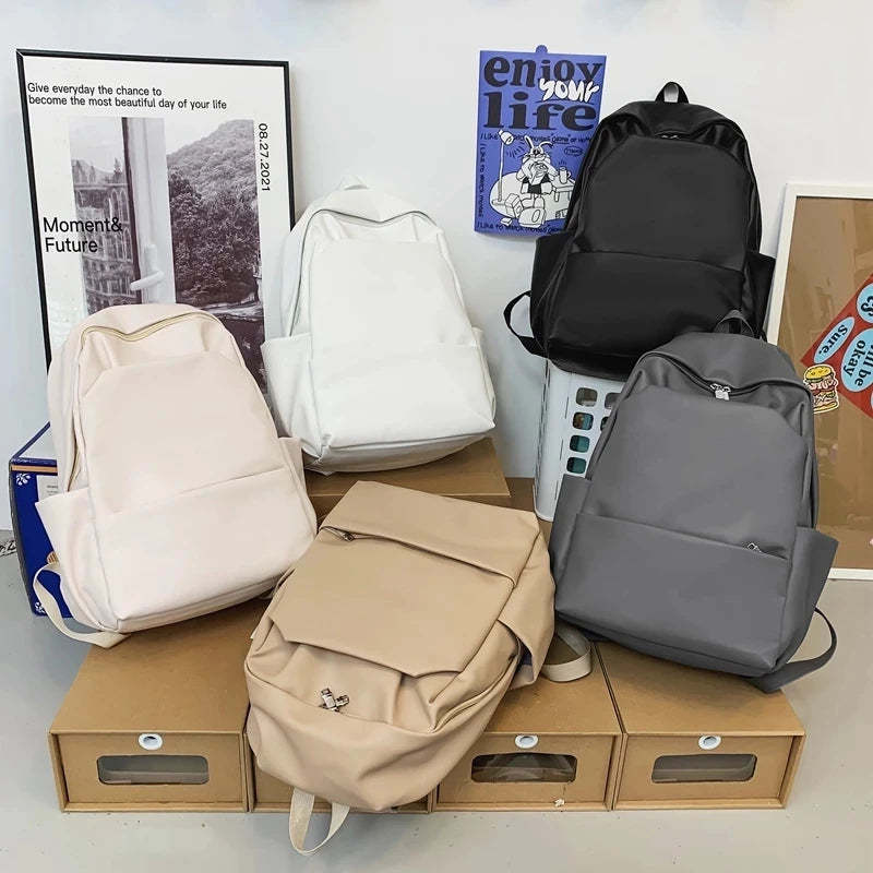 Large Capacity Outdoor Travel Leather Backpacks BookBags School Backpack