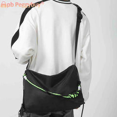 Large Capacity Messenger Bag Sling Crossbody Solid Leisure Green Ribbon