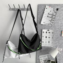 Large Capacity Messenger Bag Crossbody Green Ribbon for Travel Sports