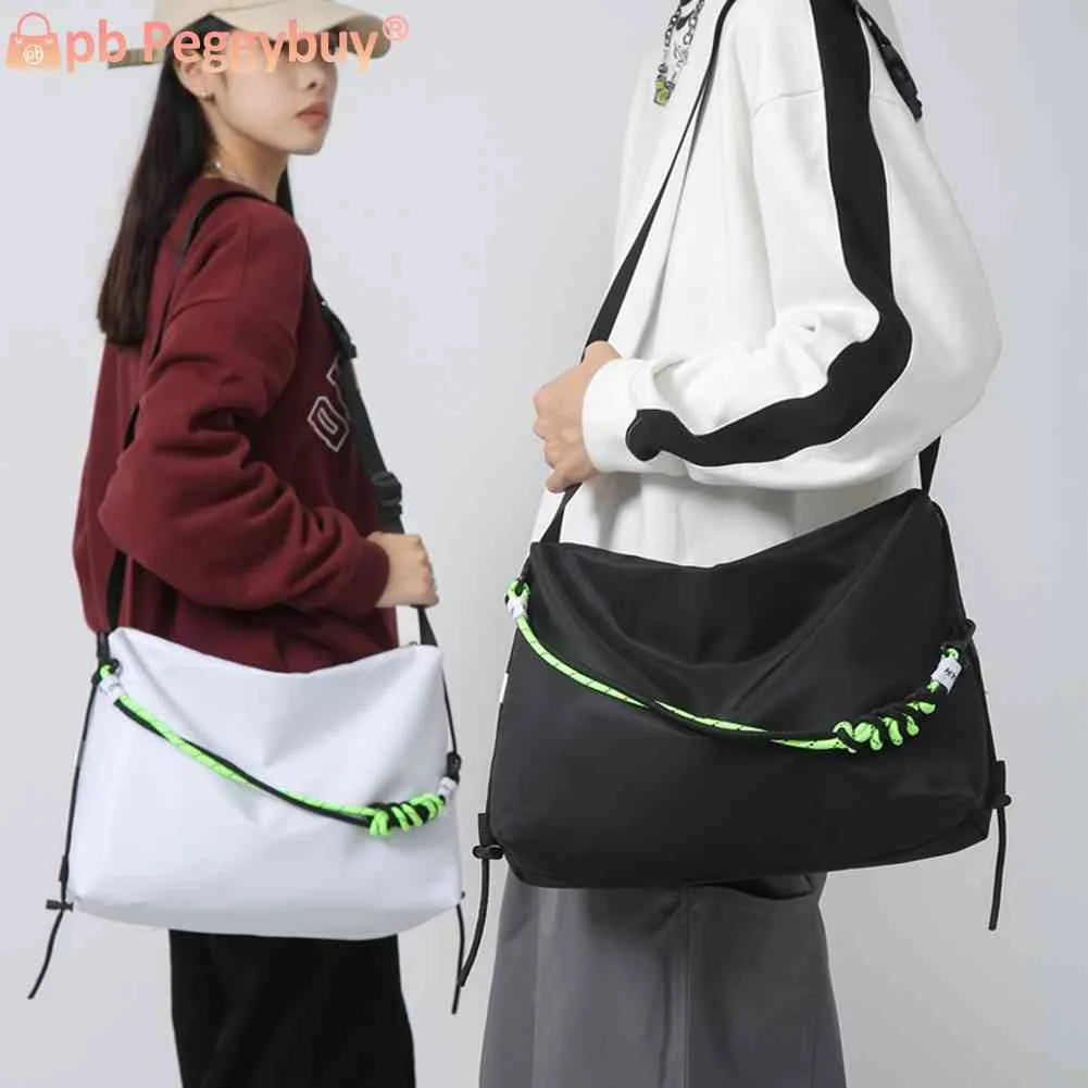 Large Capacity Messenger Bag Sling Crossbody Solid Leisure Green Ribbon