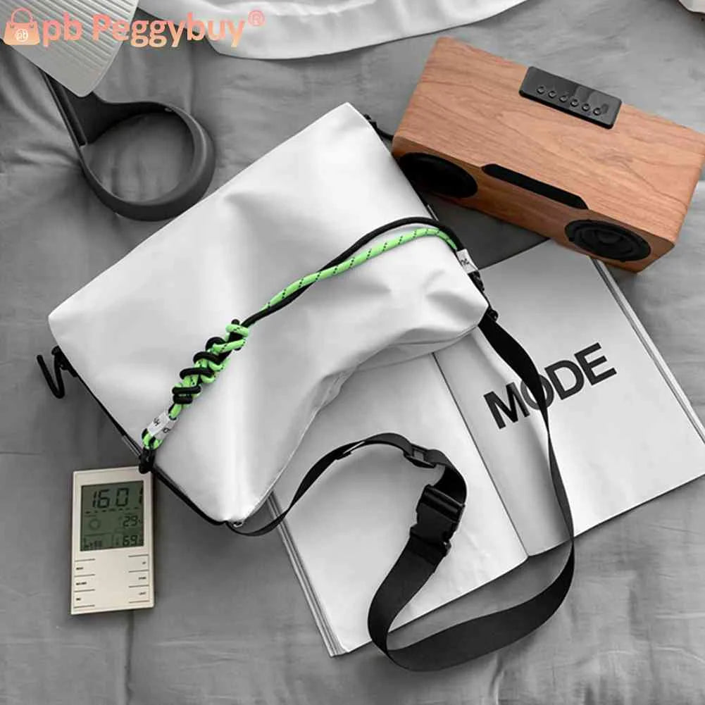 Large Capacity Messenger Bag Sling Crossbody Solid Leisure Green Ribbon