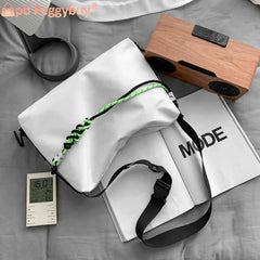 Large Capacity Messenger Bag Sling Crossbody Solid Leisure Green Ribbon
