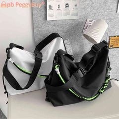 Large Capacity Messenger Bag Sling Crossbody Solid Leisure Green Ribbon