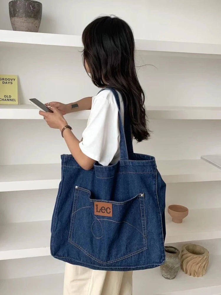 Denim Youth Tote Bag Casual Jeans Women Handbags Whole Purse