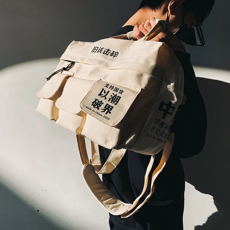 Large Capacity Unisex Shoulder Bag High Canvas Handbags Waist Pack