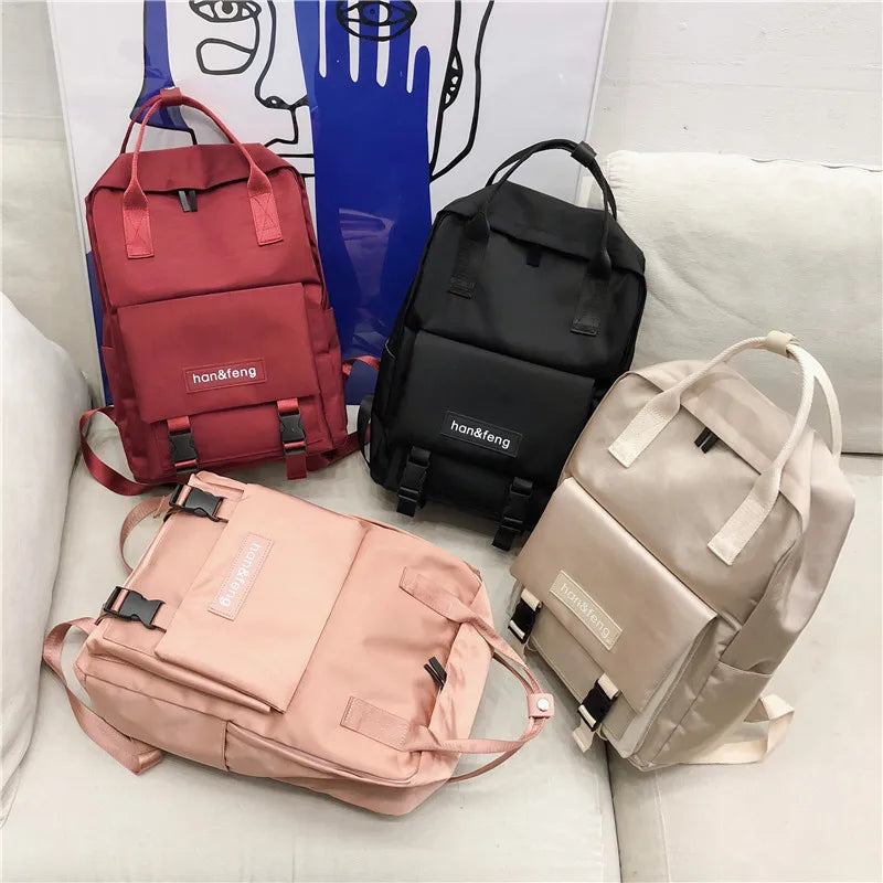 Large Capacity Nylon School Bag For Teenage Girl High Women Backpack