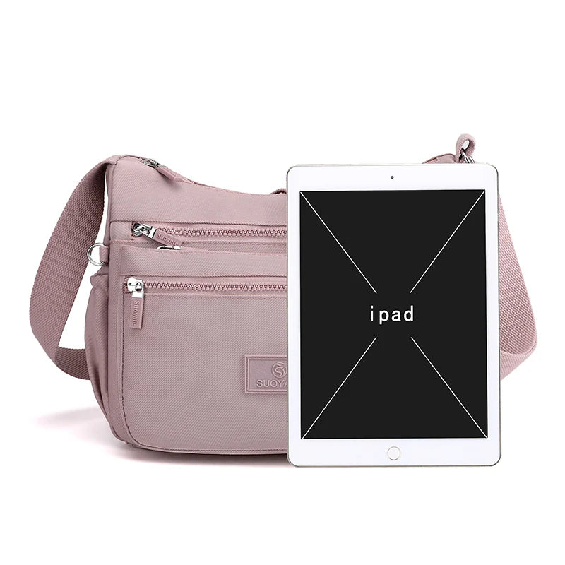 Large Capacity Nylon Shoulder Bag Casual Waterproof Ladies Messenger B