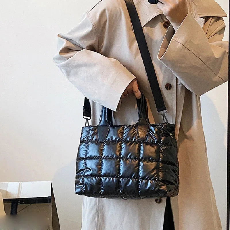 Large Capacity Nylon Shoulder Bags Women Handbags Winter Down Crossbody Bag