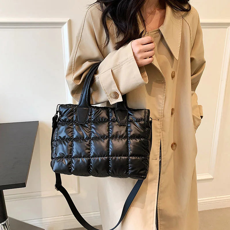 Large Capacity Nylon Shoulder Bags Women Handbags Winter Down Crossbody Bag