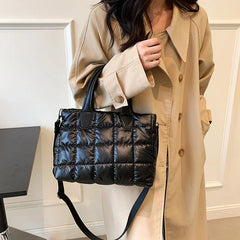 Large Capacity Nylon Shoulder Bags Women Handbags Winter Down Crossbody Bag