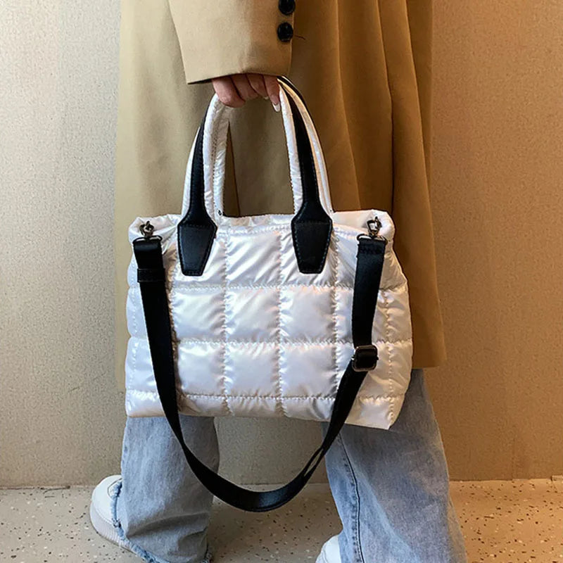 Large Capacity Nylon Shoulder Bags Women Handbags Winter Down Crossbody Bag