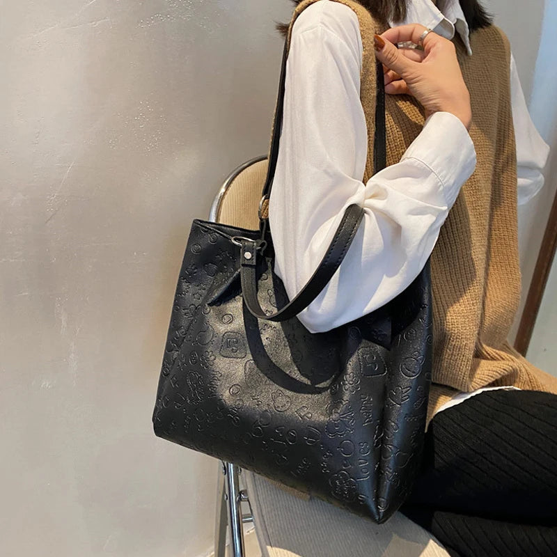 Large Capacity PU Leather Top-handle Bags for Women Female Purses and Handbags