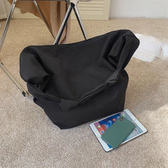 Waterproof Nylon Shoulder Bag Large Capacity Solid Color Minimalist Style