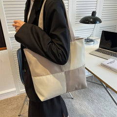 Large Capacity Panelled Totes Shoulder Bags for Women Top Handle