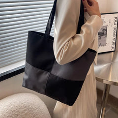 Large Capacity Panelled Totes Shoulder Bags for Women Top Handle