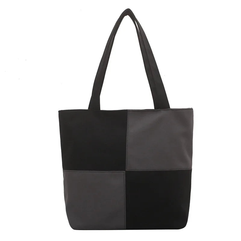 Large Capacity Panelled Totes Shoulder Bags for Women Top Handle