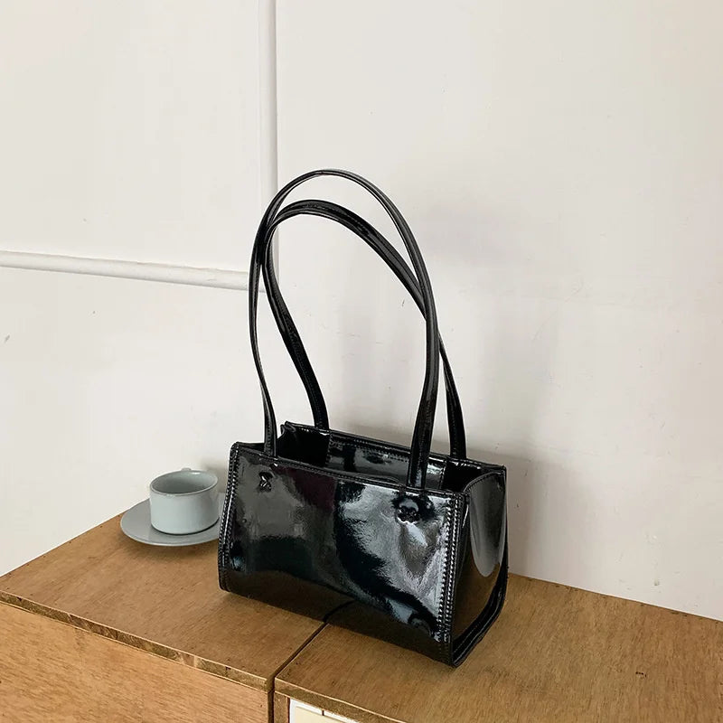 Large Capacity Patent Leather Shoulder Bag for Women