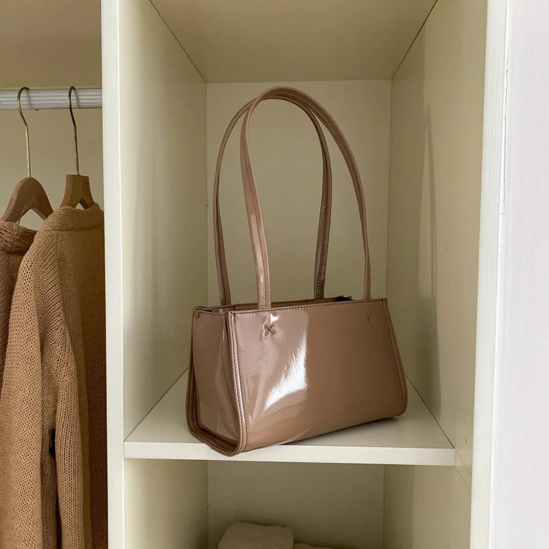 Large Capacity Patent Leather Shoulder Bag for Women