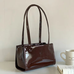 Large Capacity Patent Leather Shoulder Bag for Women