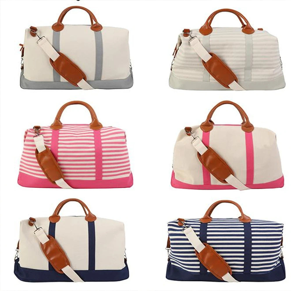 Personalized Monogram Bag Canvas Travel Duffle Embroidered Name Ladies Holiday G