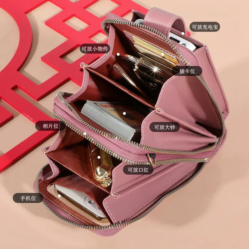 Large Capacity Phone Pocket Shoulder Bag for Women Multi-layer Crossbody Bags
