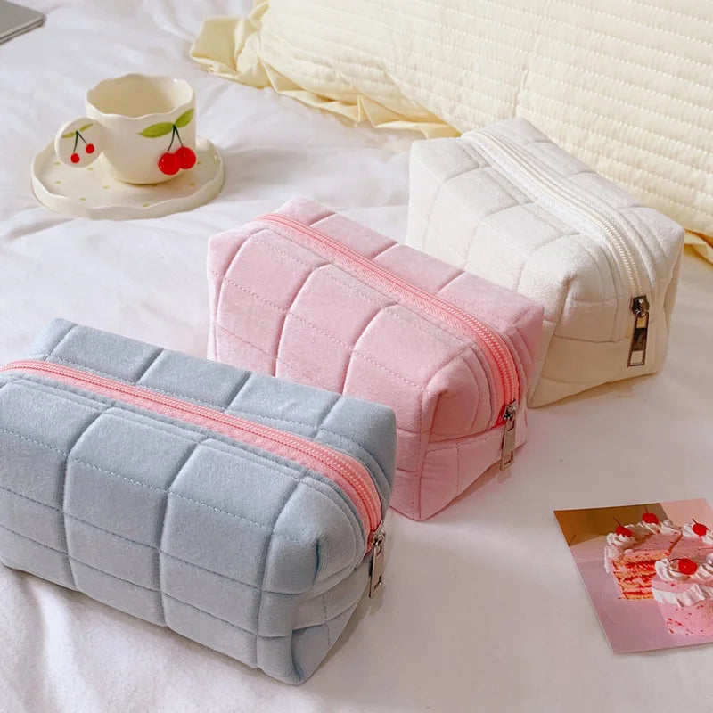 Pink Plush Makeup Bag/Pencil Case/Student Storage Soft Organizer