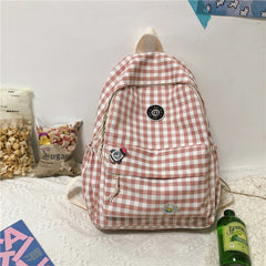 Large Capacity Plaid Backpacks for Teenage Girls England Style