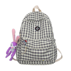 Large Capacity Plaid Backpacks for Teenage Girls England Style