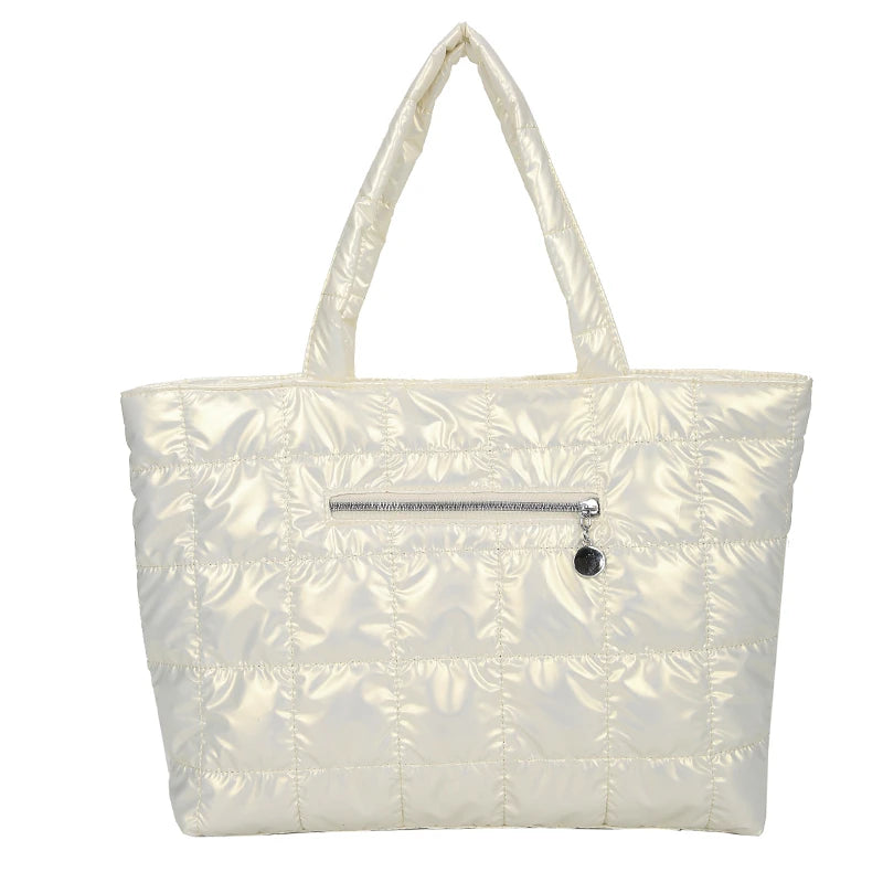 Plaid Casual Tote Feather Down Shoulder Bag Female Hand Bags