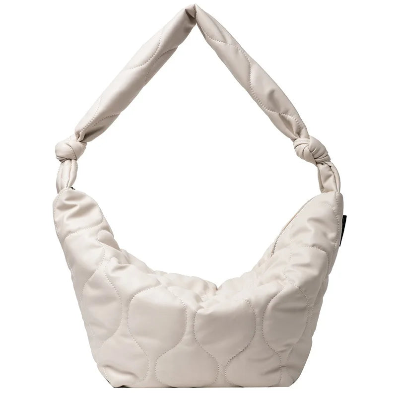 Large Capacity Pleated Shoulder Bag Soft PU Leather Crossbody Tote Cloud Bag