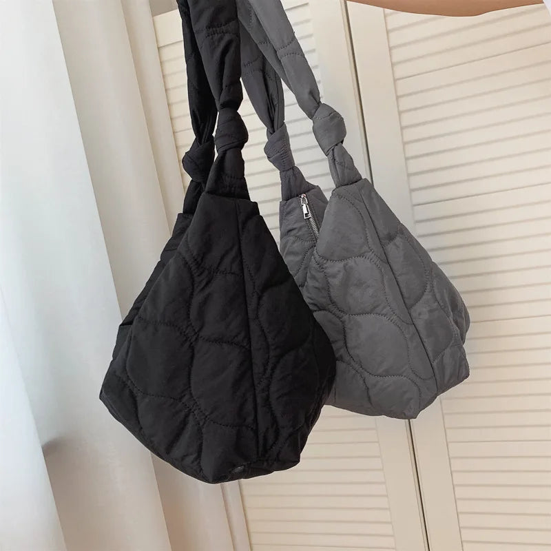 Large Capacity Pleated Shoulder Bag Soft PU Leather Crossbody Tote Cloud Bag