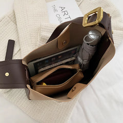 Large Capacity PU Leather Shoulder Bucket Bags for Women