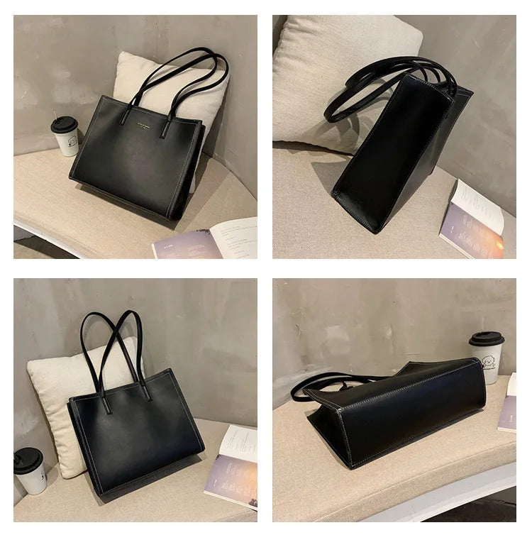 Women's Large Capacity Leather Top-Handle Handbag