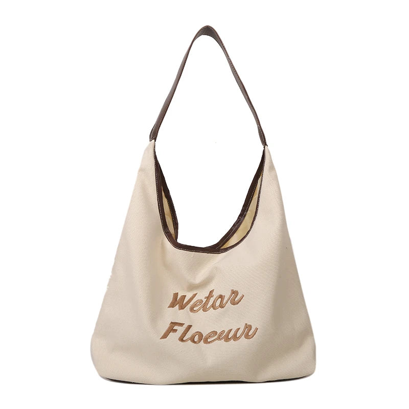 Large Capacity Retro Canvas Shoulder Bag Women's Tote Bag