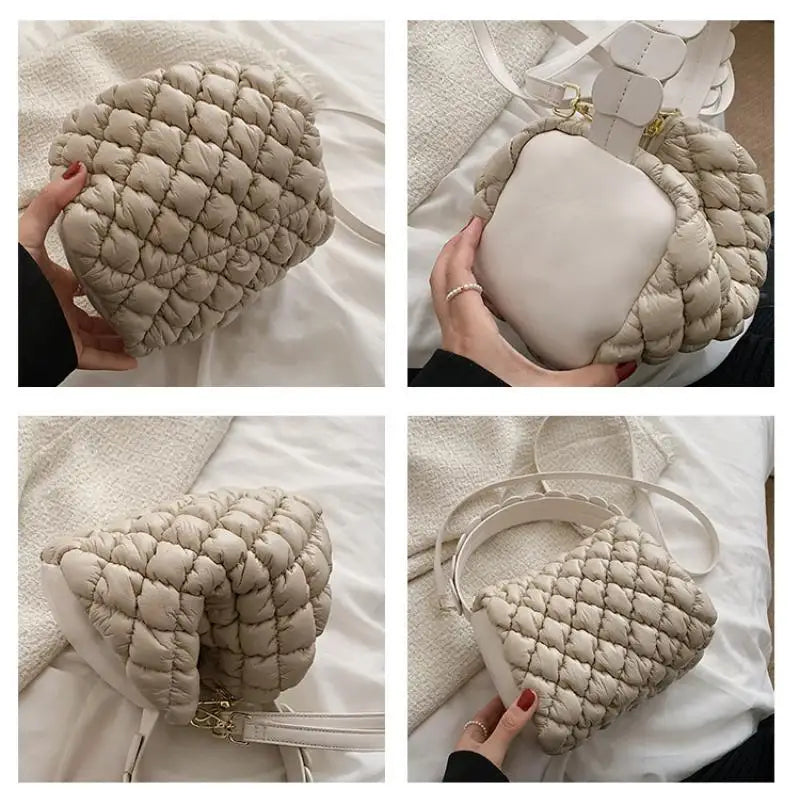 Large Capacity Rhombic Lattice Handbag for Women Square Shoulder Crossbody Bag