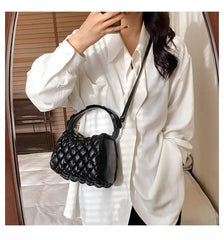 Large Capacity Rhombic Lattice Handbag for Women Square Shoulder Crossbody Bag