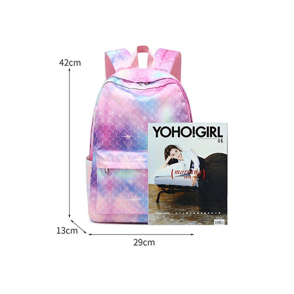 Large-Capacity School Backpack With Lunch Box for Girls Kids Travel Bag