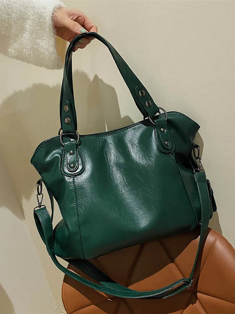 Large Capacity Shopper Tote Bag for Women Pu Leather Underarm Female Shoulder Cr