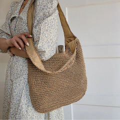 Large Capacity Shopper Tote Rattan Handbags Lady Summer Beach Shoulder Bags