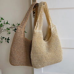 Large Capacity Shopper Tote Rattan Handbags Lady Summer Beach Shoulder Bags
