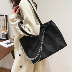 Large Capacity Women's Shopper Bag with Chain, Waterproof Travel Handbags