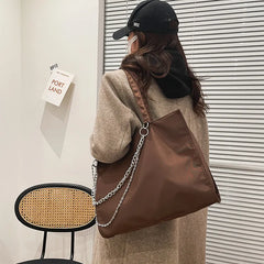 Large Capacity Women's Shopper Bag with Chain, Waterproof Travel Handbags
