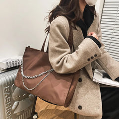 Large Capacity Women's Shopper Bag with Chain, Waterproof Travel Handbags