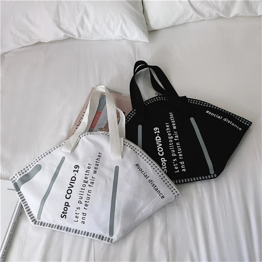 Large Capacity Shoulder Bag Creative Canvas Bag