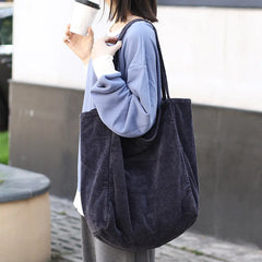 Large Capacity Corduroy Tote Bag for Women Soft Handbag