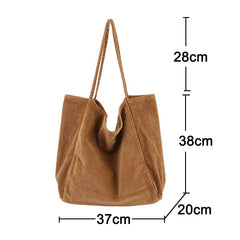 Large Capacity Corduroy Tote Bag for Women Soft Handbag