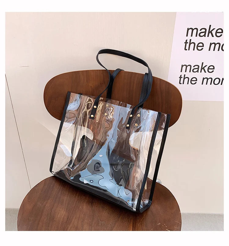 Large Capacity PVC Shoulder Bag Transparent Jelly Tote Summer Leisure
