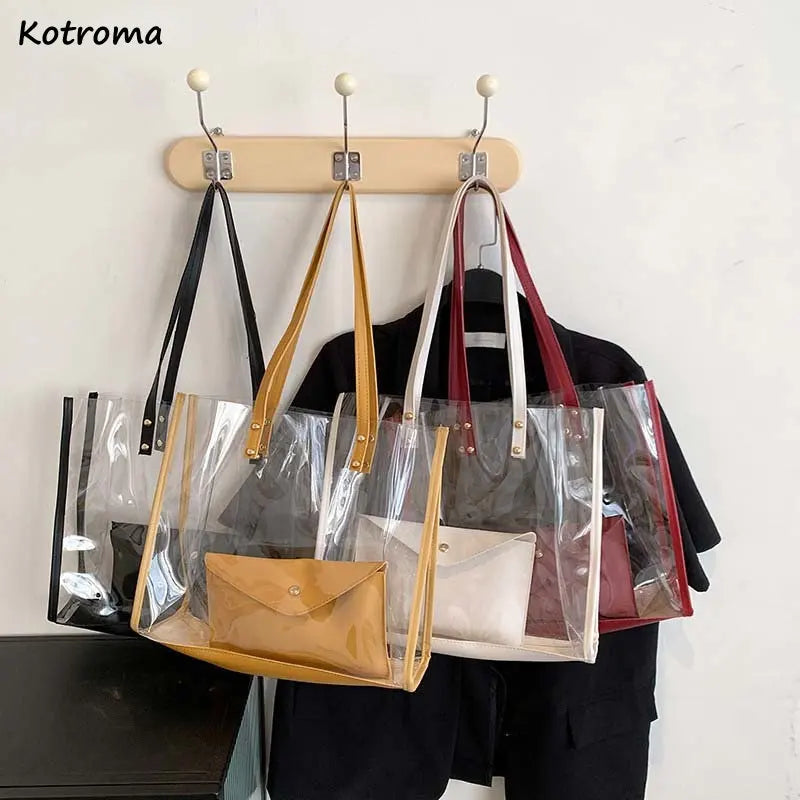 Large Capacity PVC Shoulder Bag Transparent Jelly Tote Summer Leisure