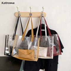 Large Capacity PVC Shoulder Bag Transparent Jelly Tote Summer Leisure